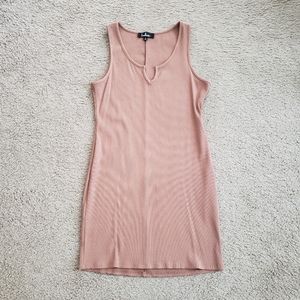 Lulu's Tan Ribbed Mini Dress